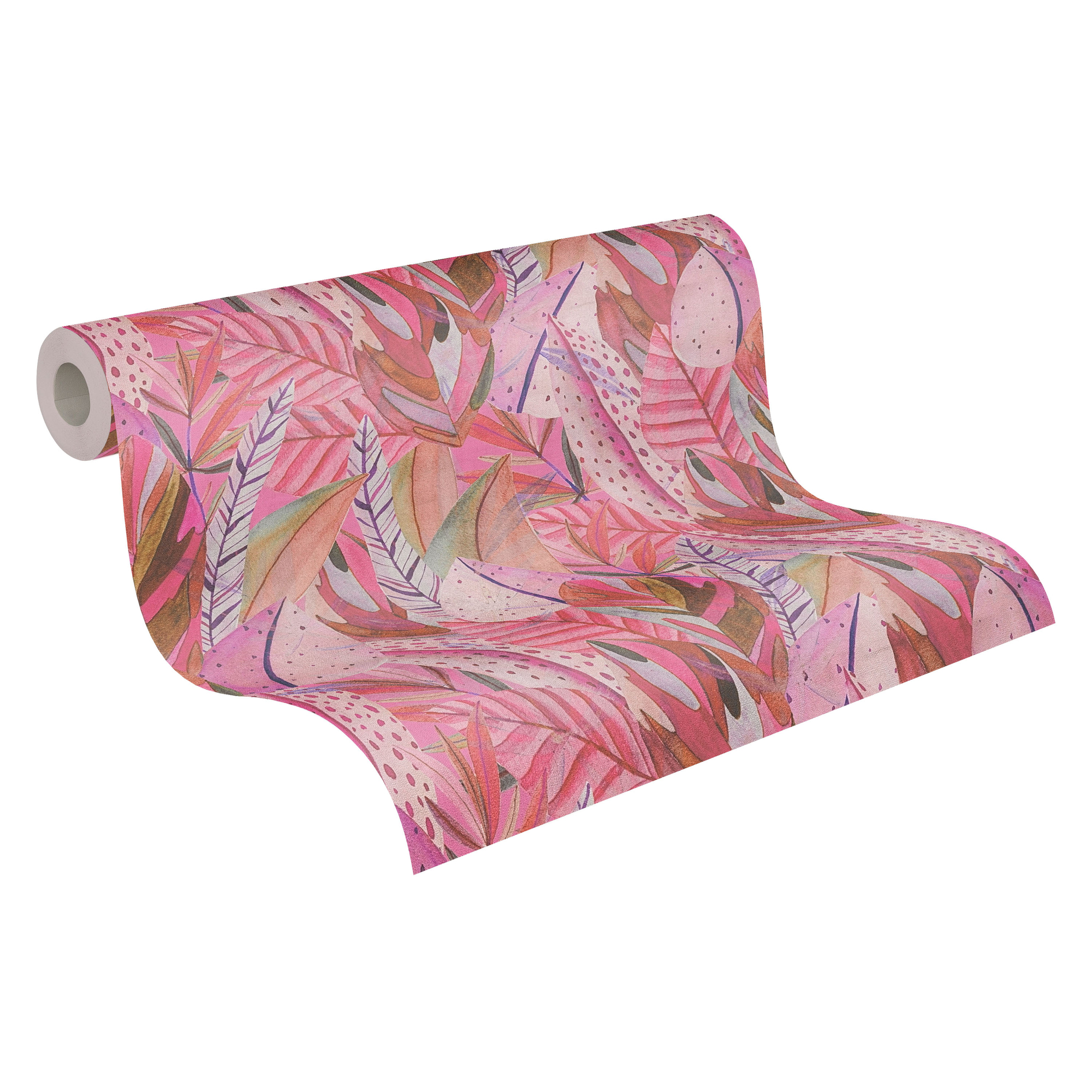 Vliestapete 'Anna d'Andrea' Blätter pink 0,53 x 10,05 m