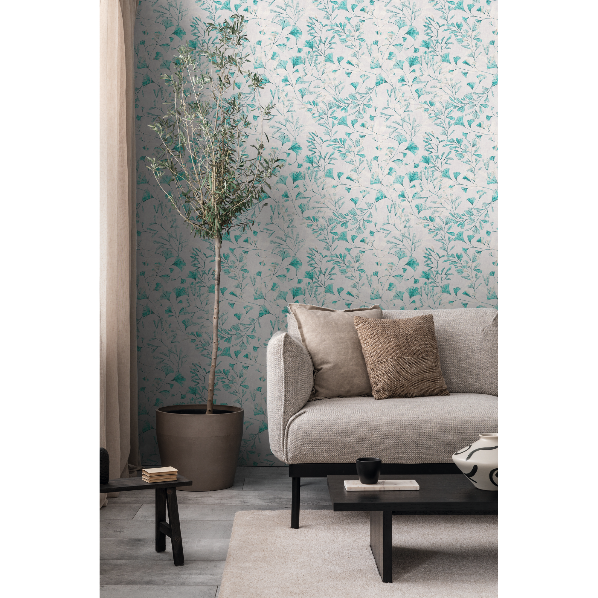Vliestapete 'Anna d'Andrea' Ranken blau 0,53 x 10,05 m
