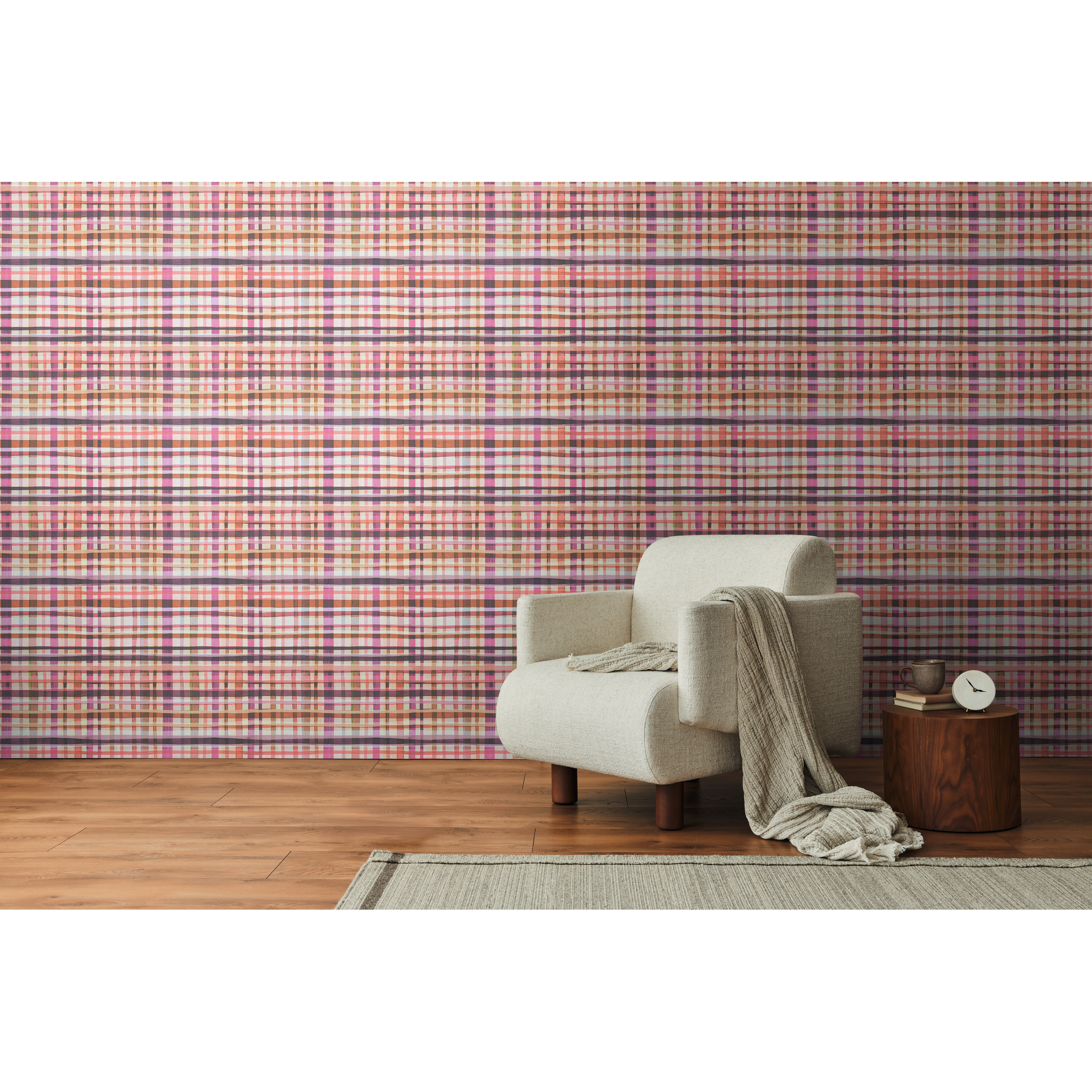 Vliestapete 'Anna d'Andrea' Karo pink 0,53 x 10,05 m
