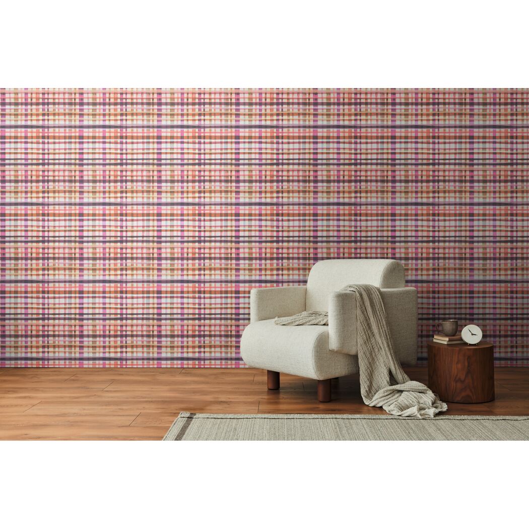 Vliestapete 'Anna d'Andrea' Karo pink 0,53 x 10,05 m