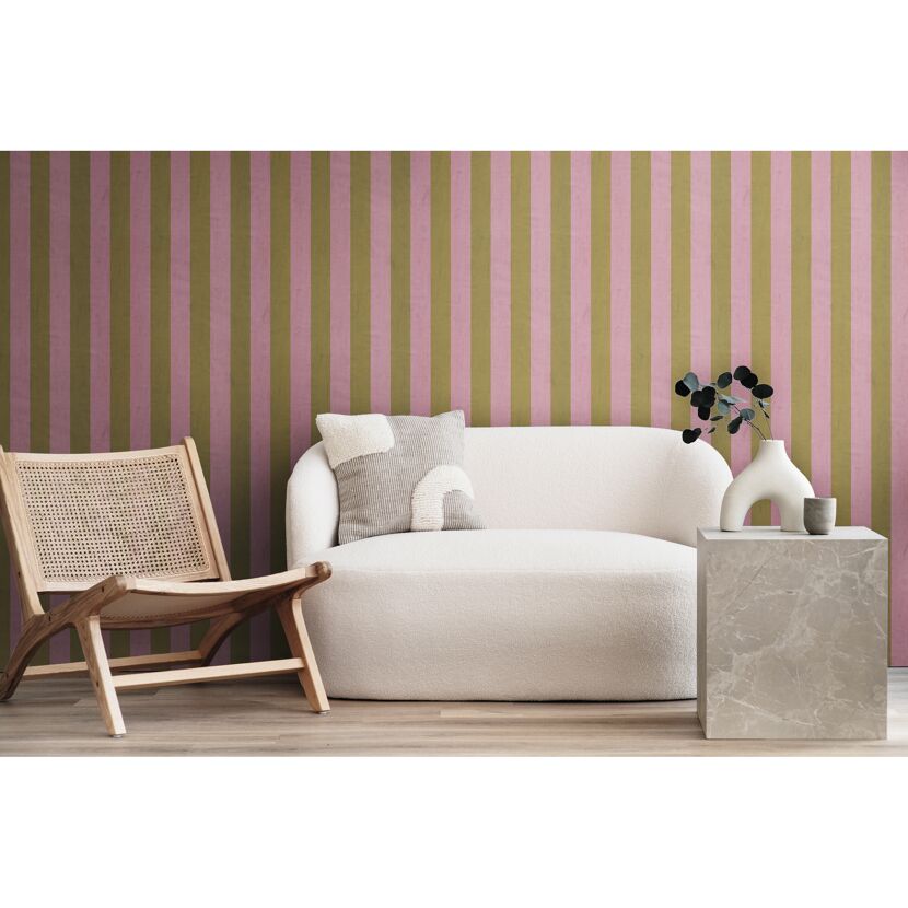 Vliestapete 'Anna d'Andrea' Streifen pink 0,53 x 10,05 m