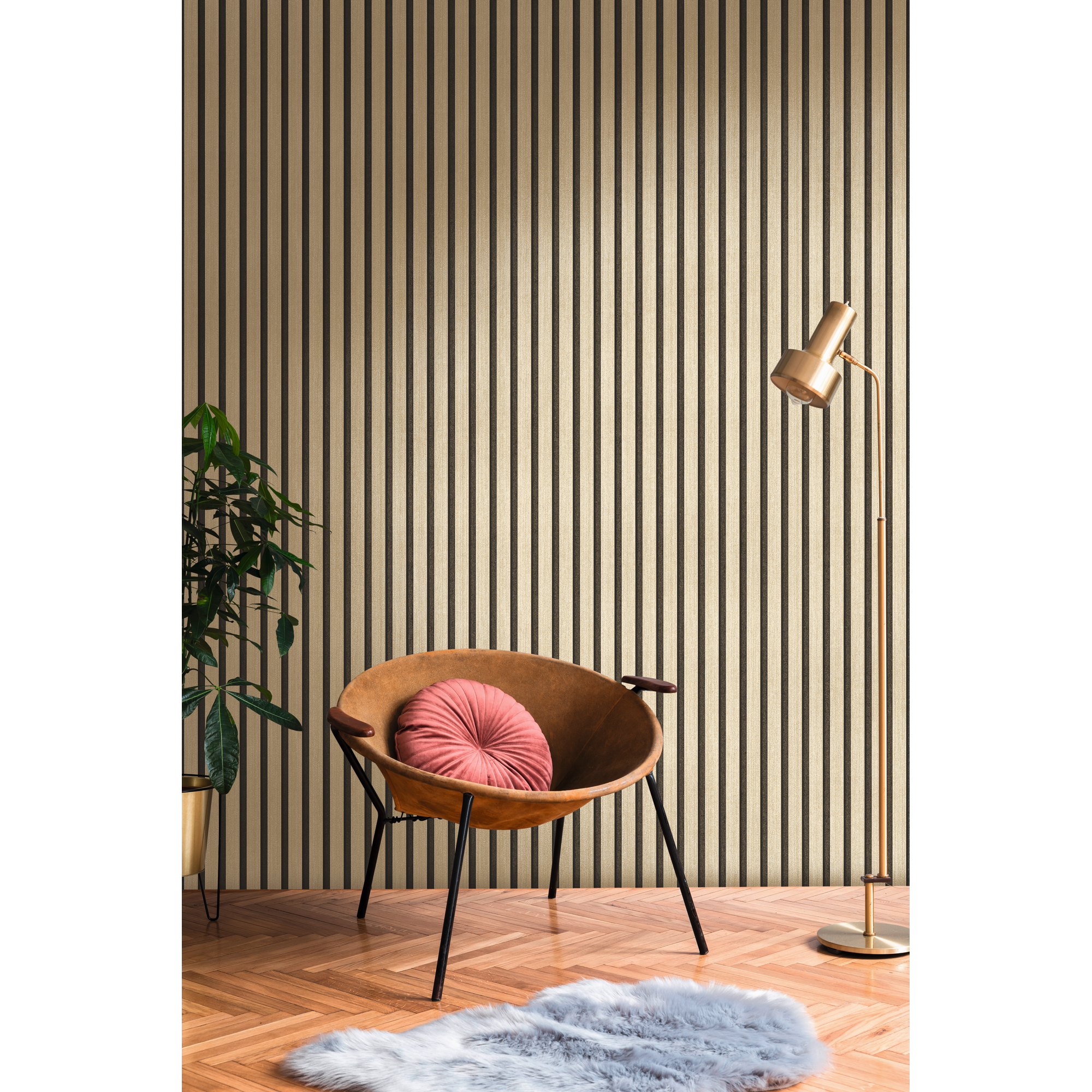Vliestapete '50 Jahre A.S.' Holzpaneel gold 0,53 x 10,05 m