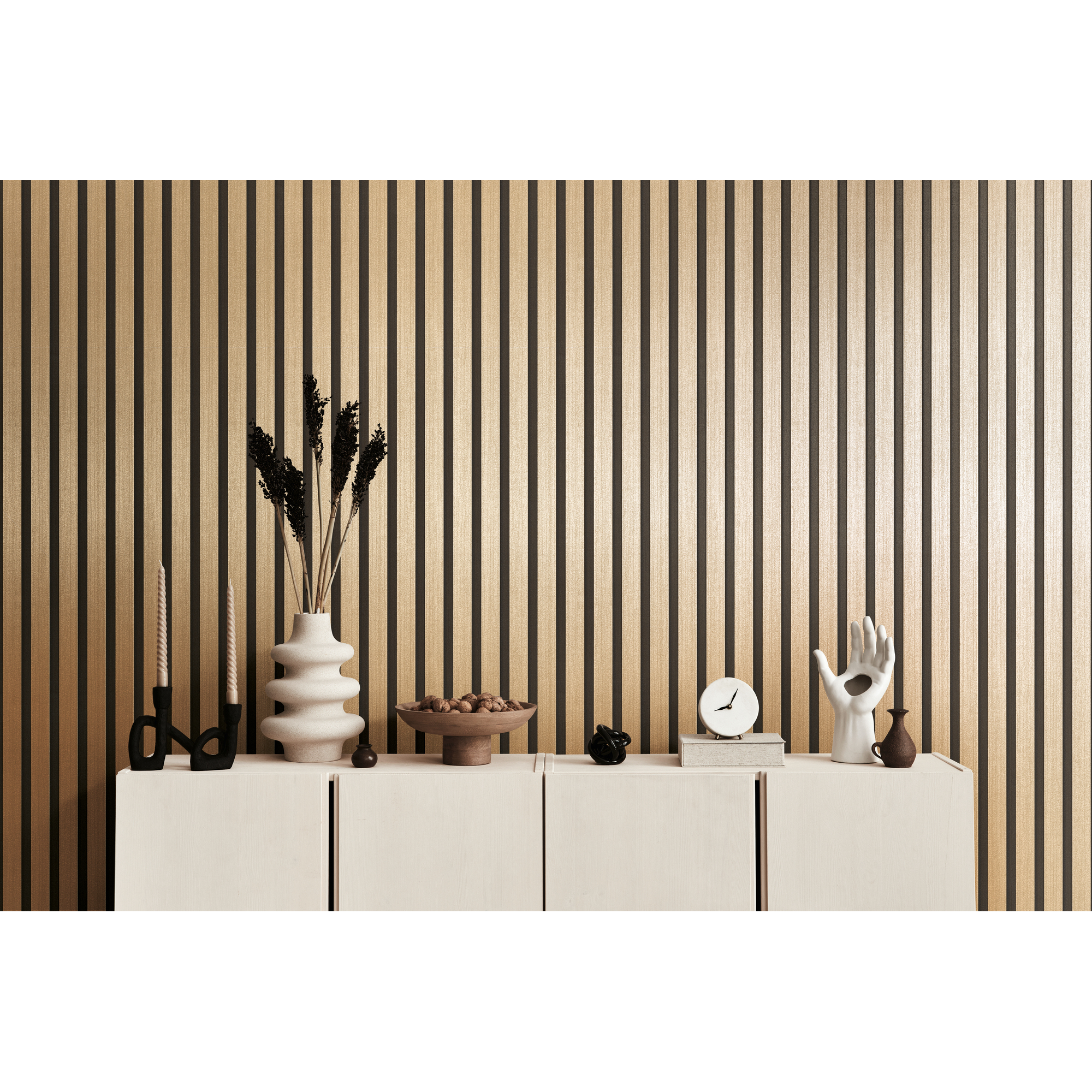 Vliestapete '50 Jahre A.S.' Holzpaneel gold 0,53 x 10,05 m