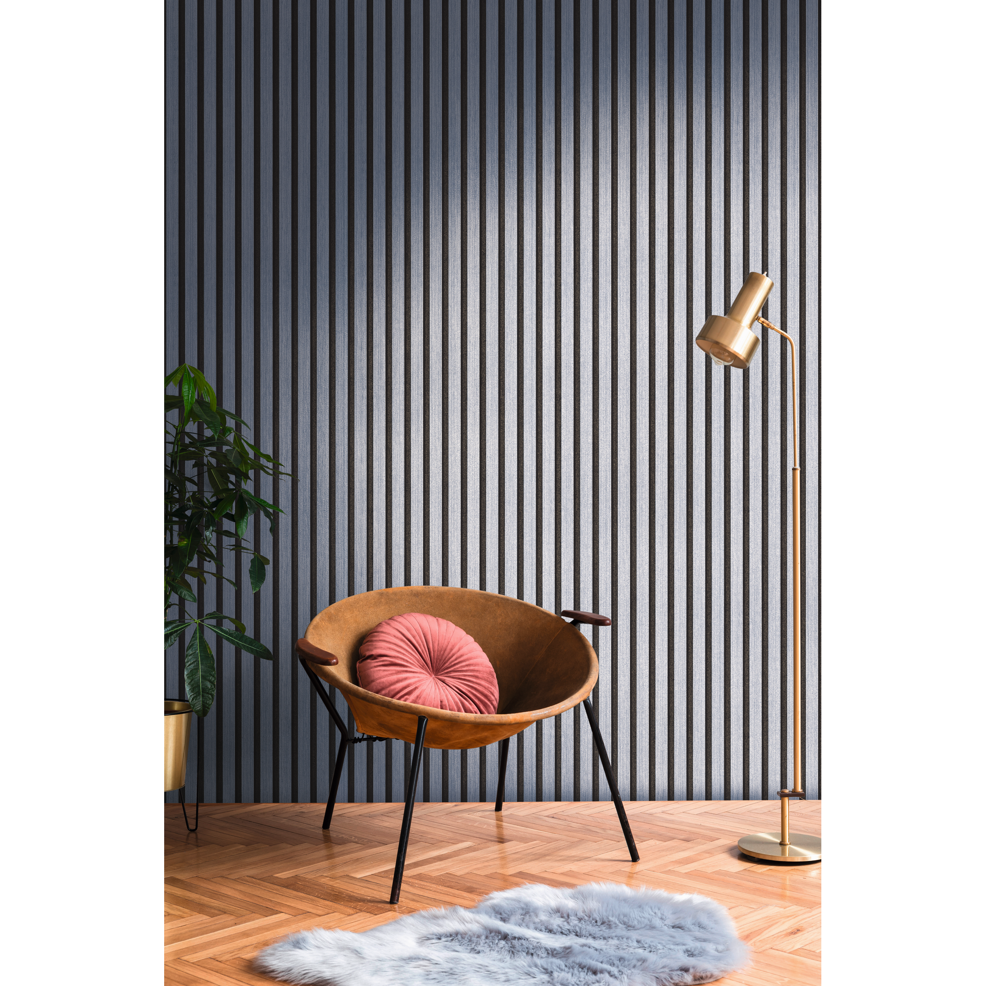 Vliestapete '50 Jahre A.S.' Holzpaneel blau 0,53 x 10,05 m