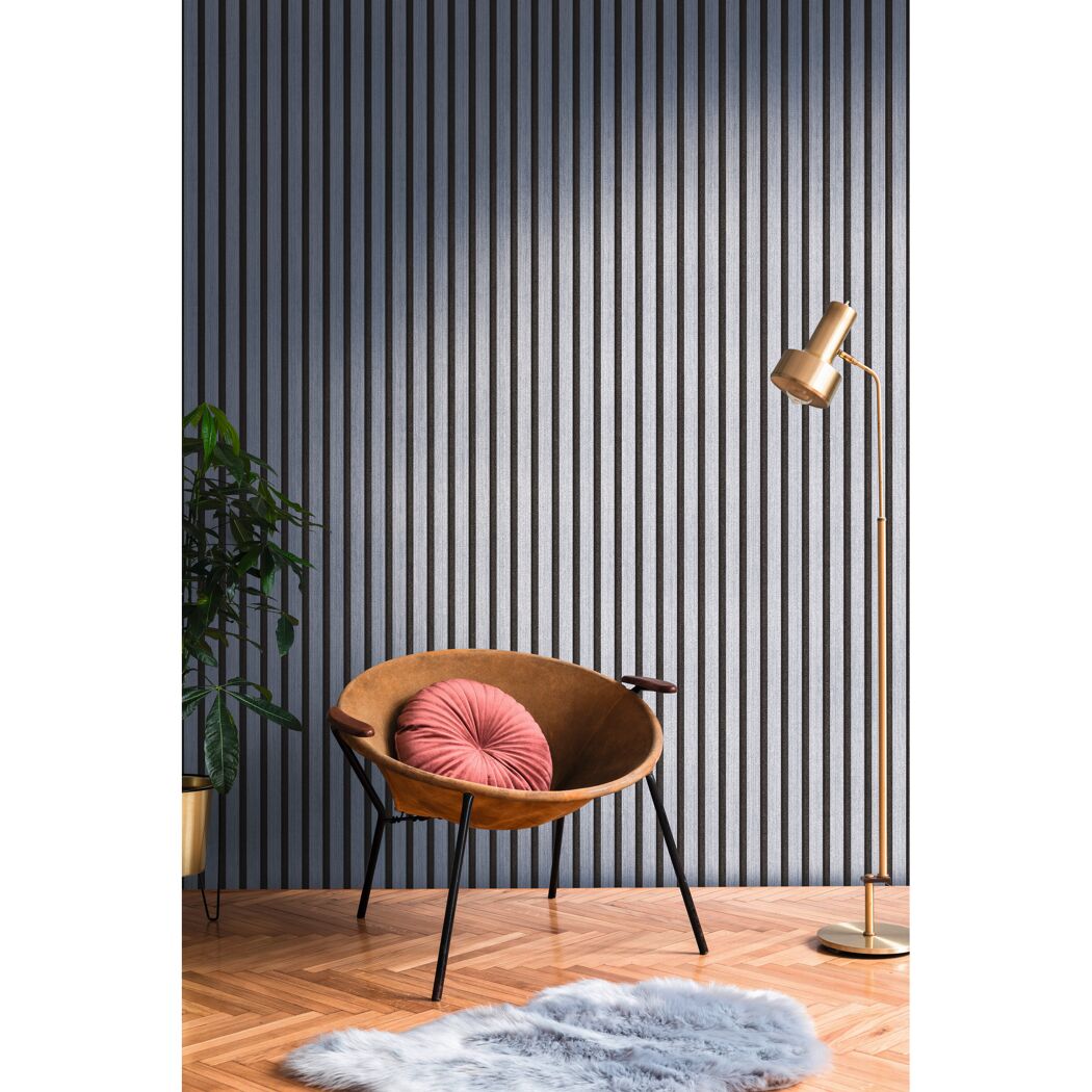 Vliestapete '50 Jahre A.S.' Holzpaneel blau 0,53 x 10,05 m
