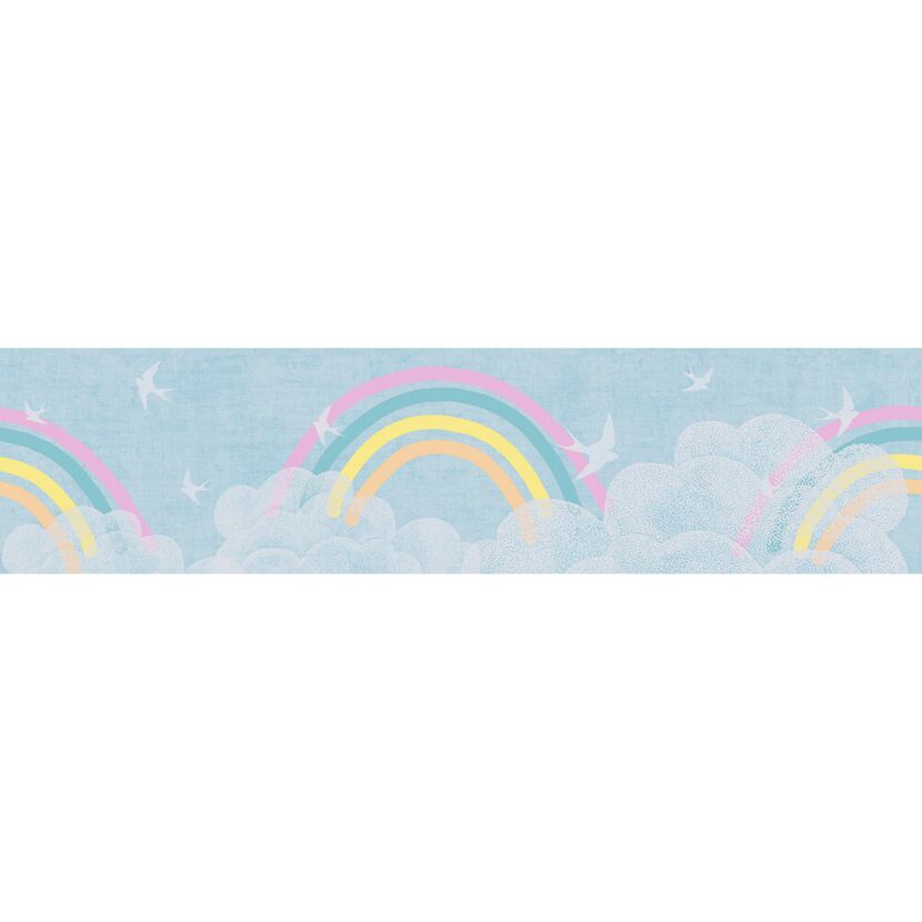 Bordüre 'Lilly & Luis' Regenbogen blau 0,13 x 5 m