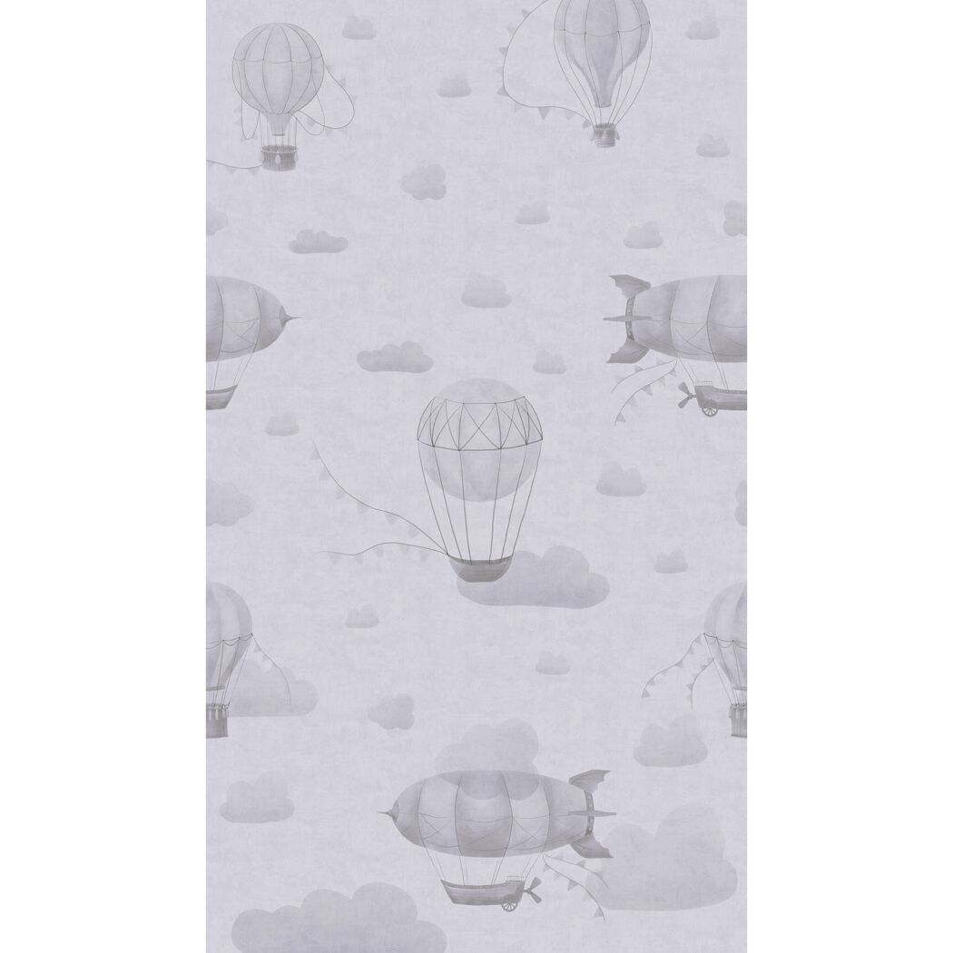 Vliestapete 'Lilly & Luis' Ballons grau 3-teilig 1,59 x 2,8 m