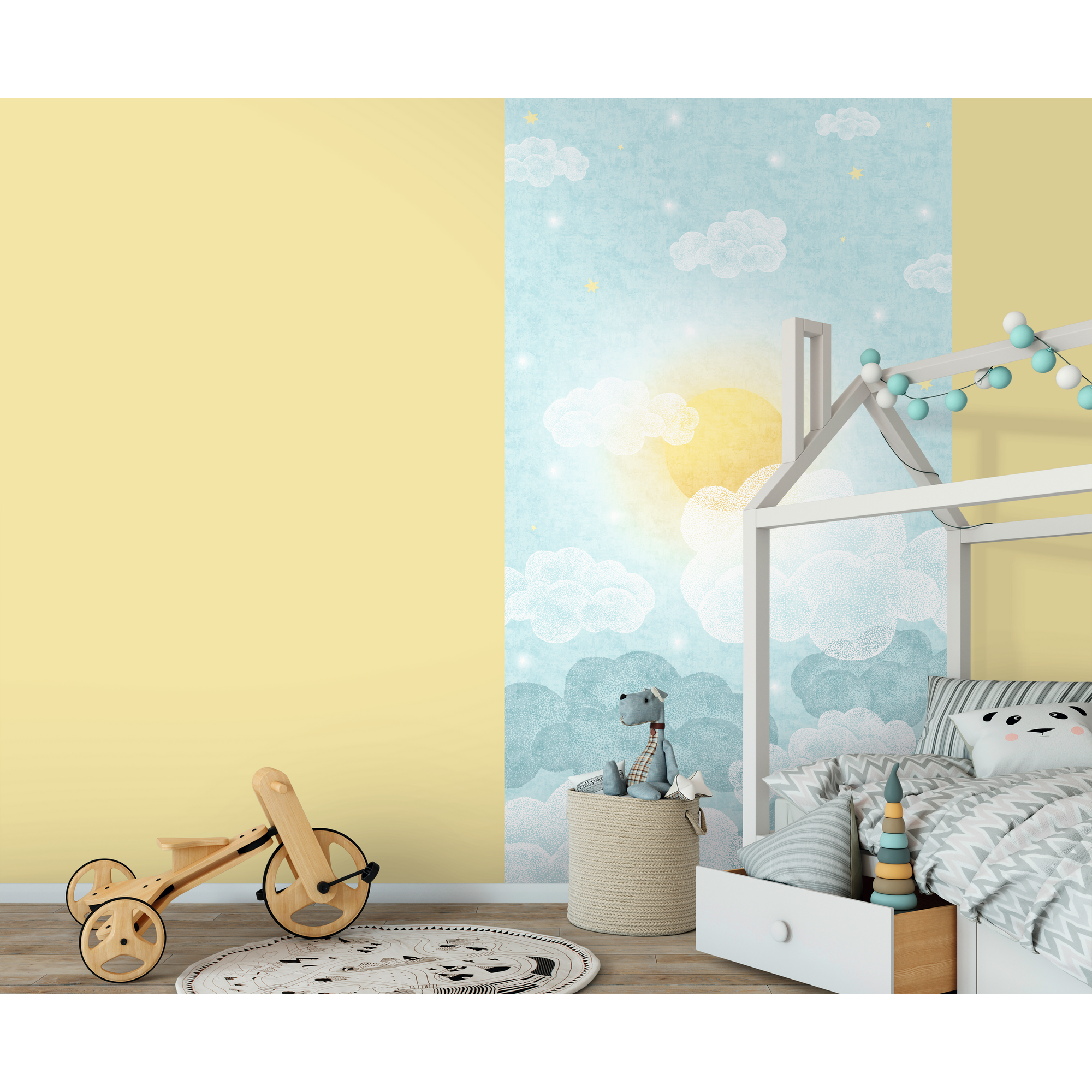 Vliestapete 'Lilly & Luis' Wolken blau 3-teilig 1,59 x 2,8 m