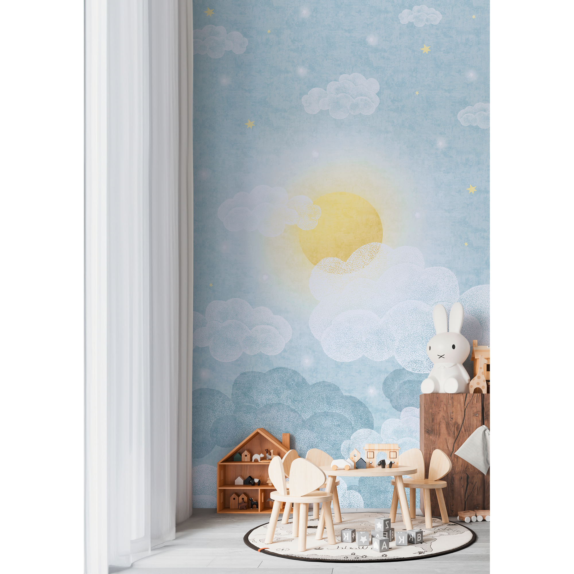 Vliestapete 'Lilly & Luis' Wolken blau 3-teilig 1,59 x 2,8 m