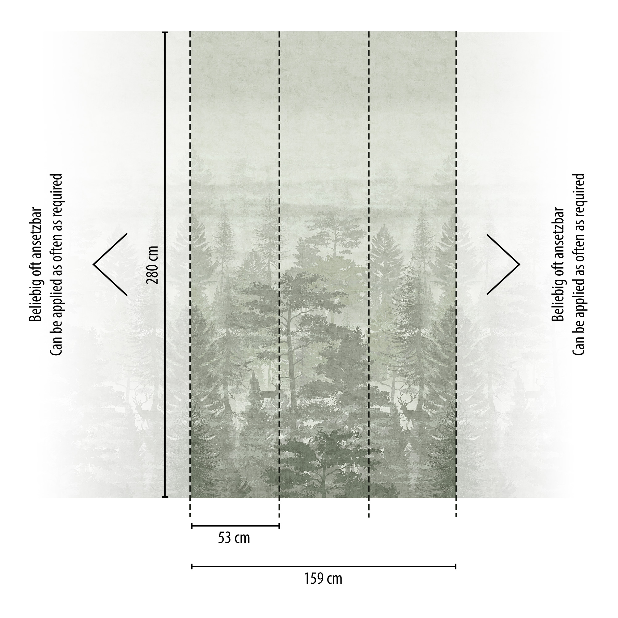 Vliestapete 'Lilly & Luis' Wald grün 3-teilig 1,59 x 2,8 m