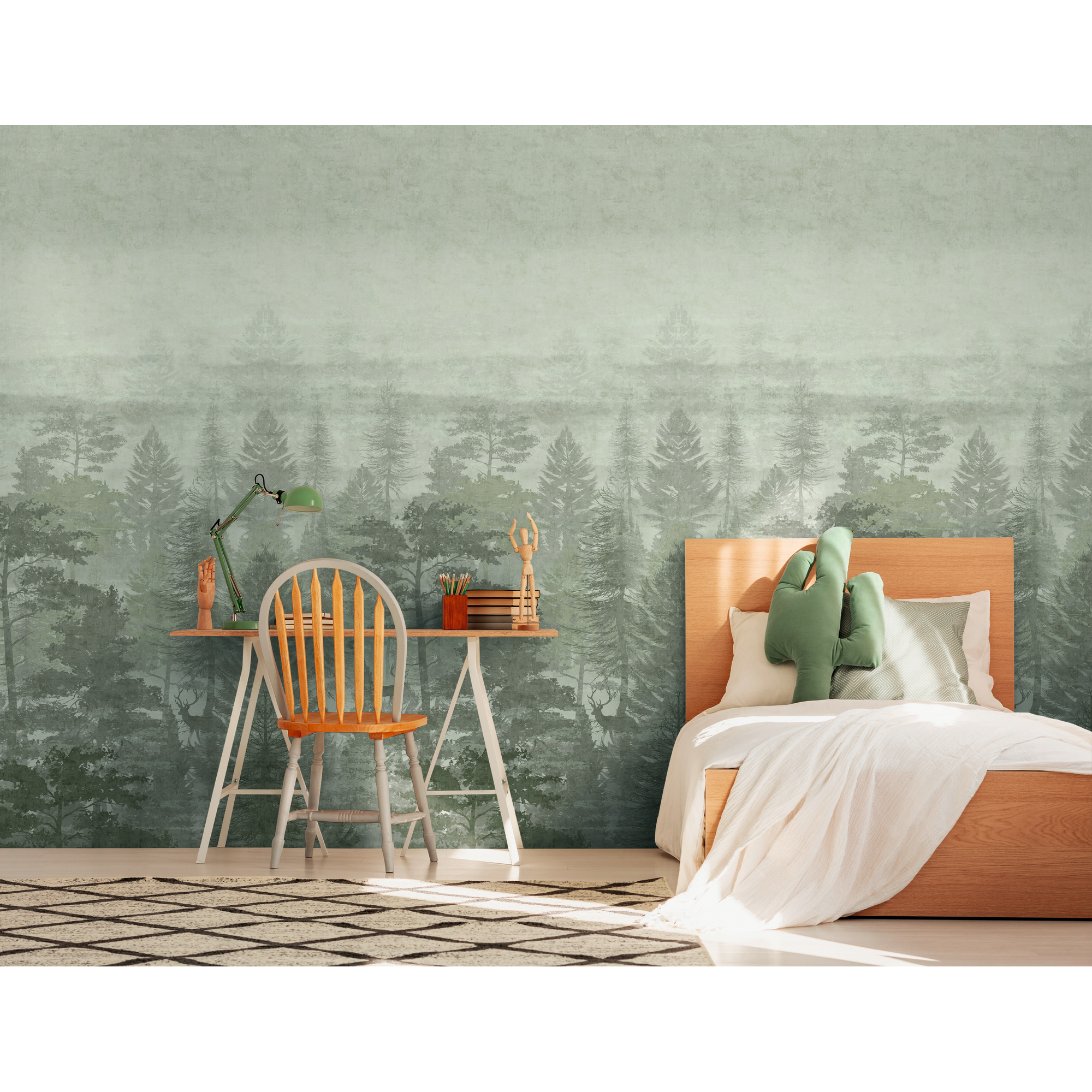 Vliestapete 'Lilly & Luis' Wald grün 3-teilig 1,59 x 2,8 m