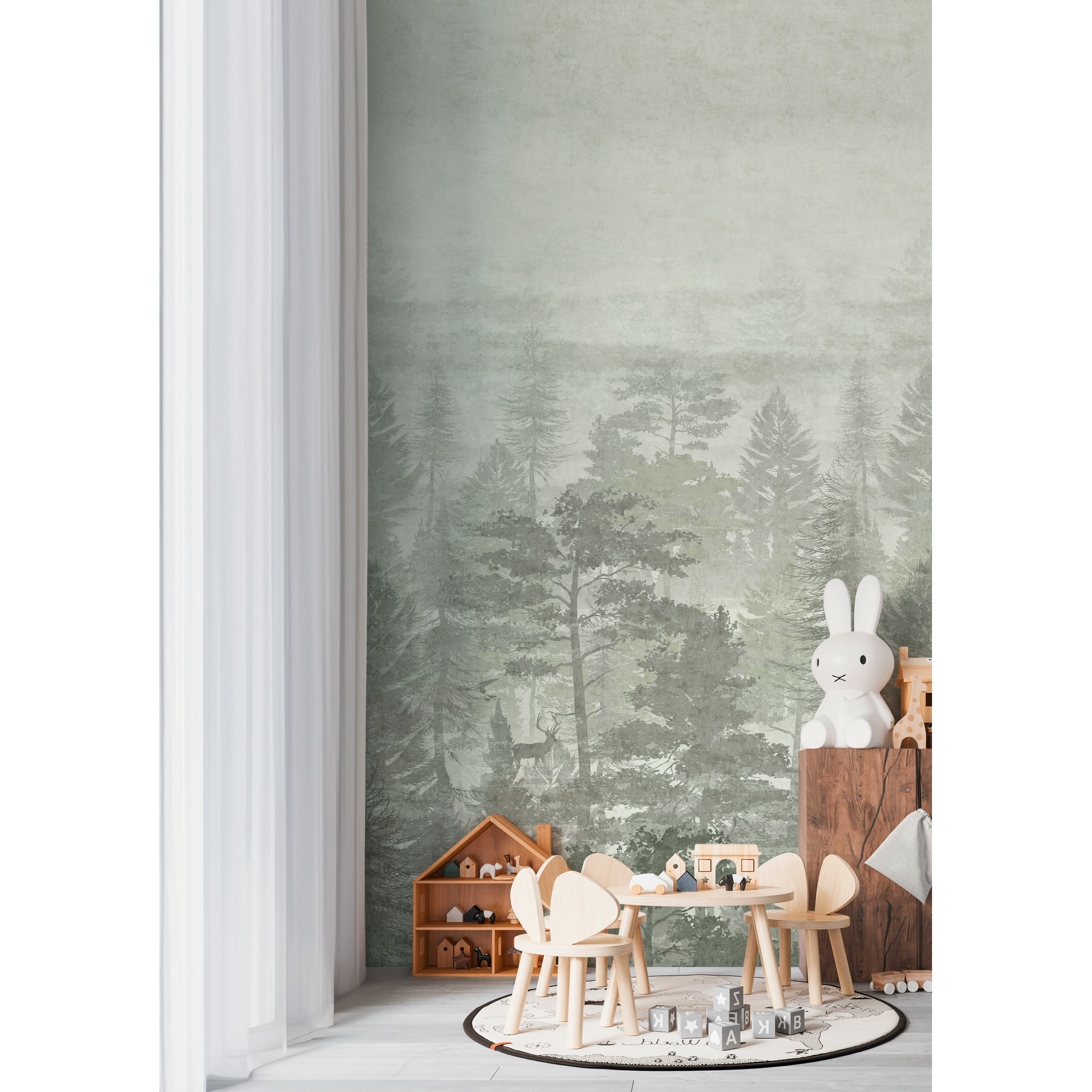 Vliestapete 'Lilly & Luis' Wald grün 3-teilig 1,59 x 2,8 m