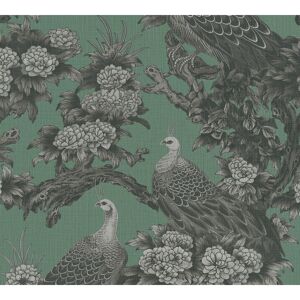 Vliestapete 'Michalsky 6' Pfau grün 0,53 x 10,05 m