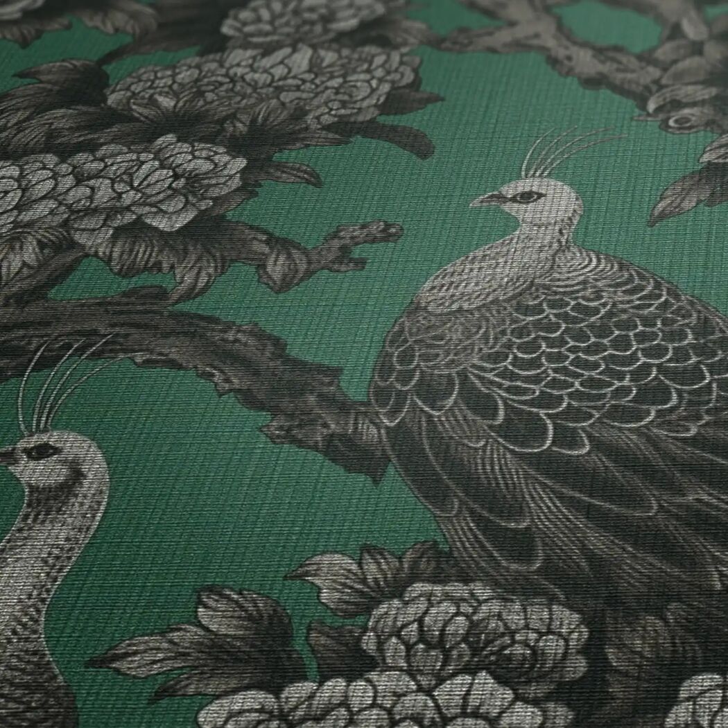 Vliestapete 'Michalsky 6' Pfau grün 0,53 x 10,05 m
