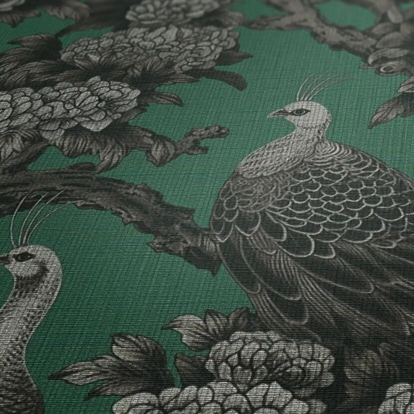 Vliestapete 'Michalsky 6' Pfau grün 0,53 x 10,05 m