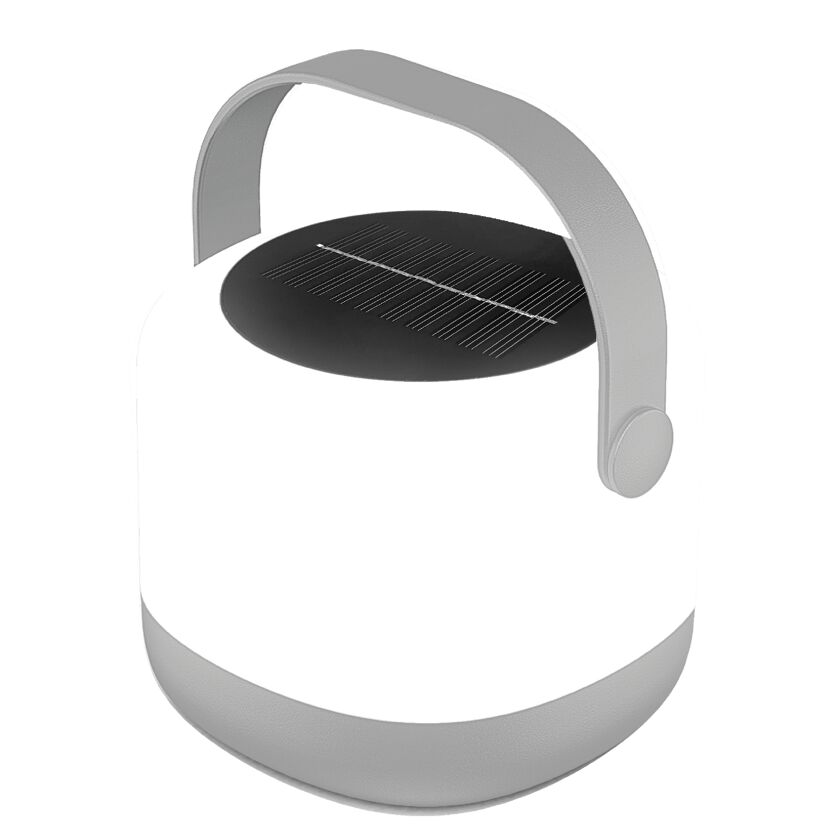 Solar Leuchte weiß/grau mit USB-C, tragbar 12 x 10 cm