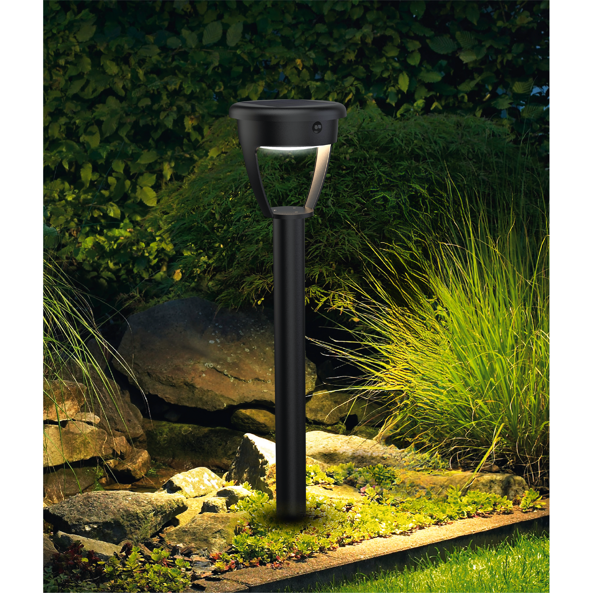 Solar Wegeleuchte 'Arnheim' schwarz mit Bewegungsmelder Ø 14 x 54,5 cm