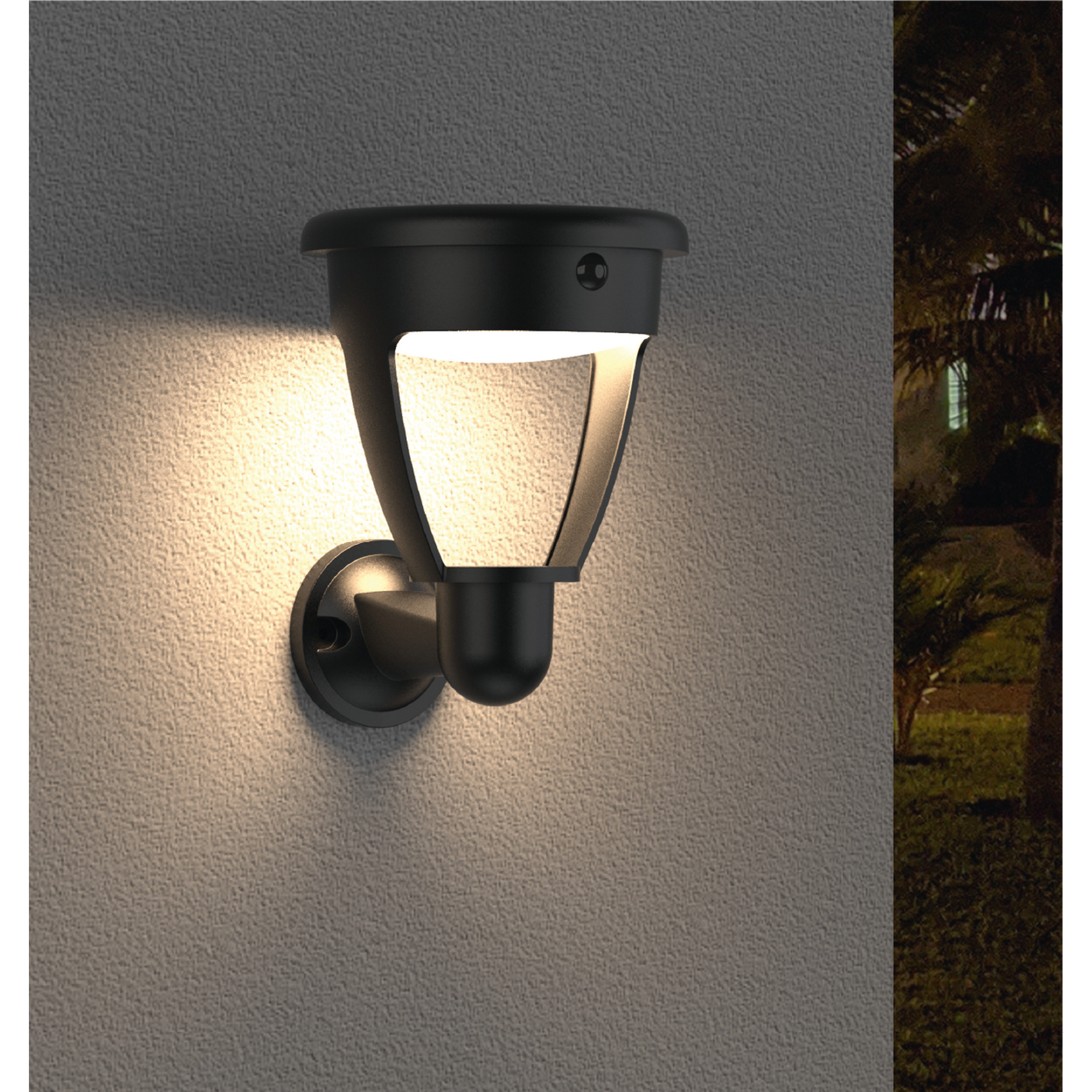 Solar Wandleuchte 'Arnheim' schwarz mit Bewegungsmelder Ø 14 x 18,8 cm