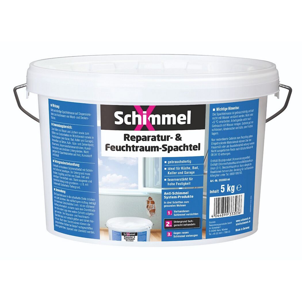 Reparatur- und Feuchtraumspachtel 'SchimmelX' weiß 5000 g