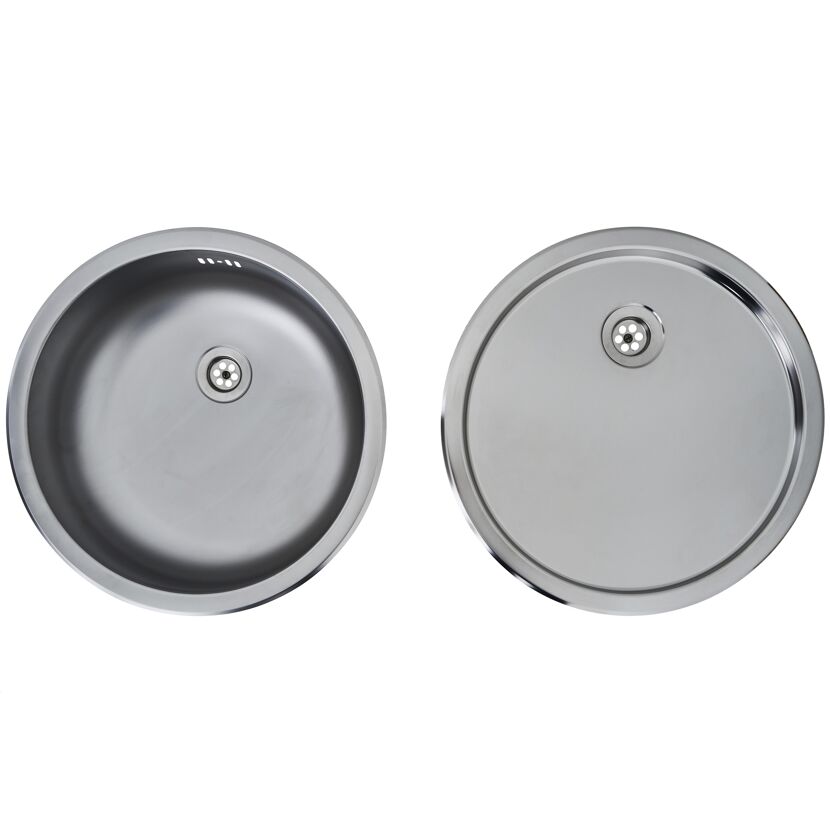 Einbauspülen-Set 'Oregon' Edelstahl Ø 44,6 cm mit Schneidebrett, Korb