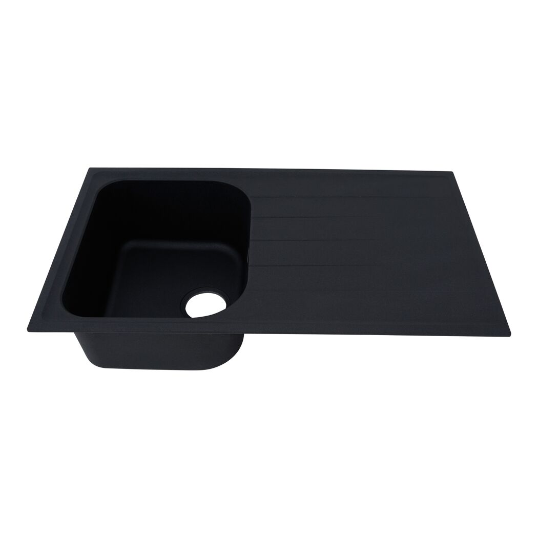 Einbauspüle 'Orlando' Massivgranit schwarz 86 x 50 cm