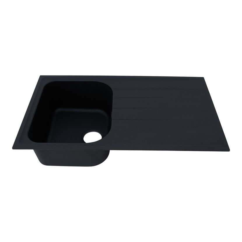 Einbauspüle 'Orlando' Massivgranit schwarz 86 x 50 cm