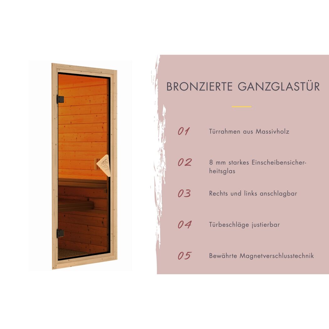 Sauna 'Ana 2' naturbelassen 196 x 198 x 196 cm