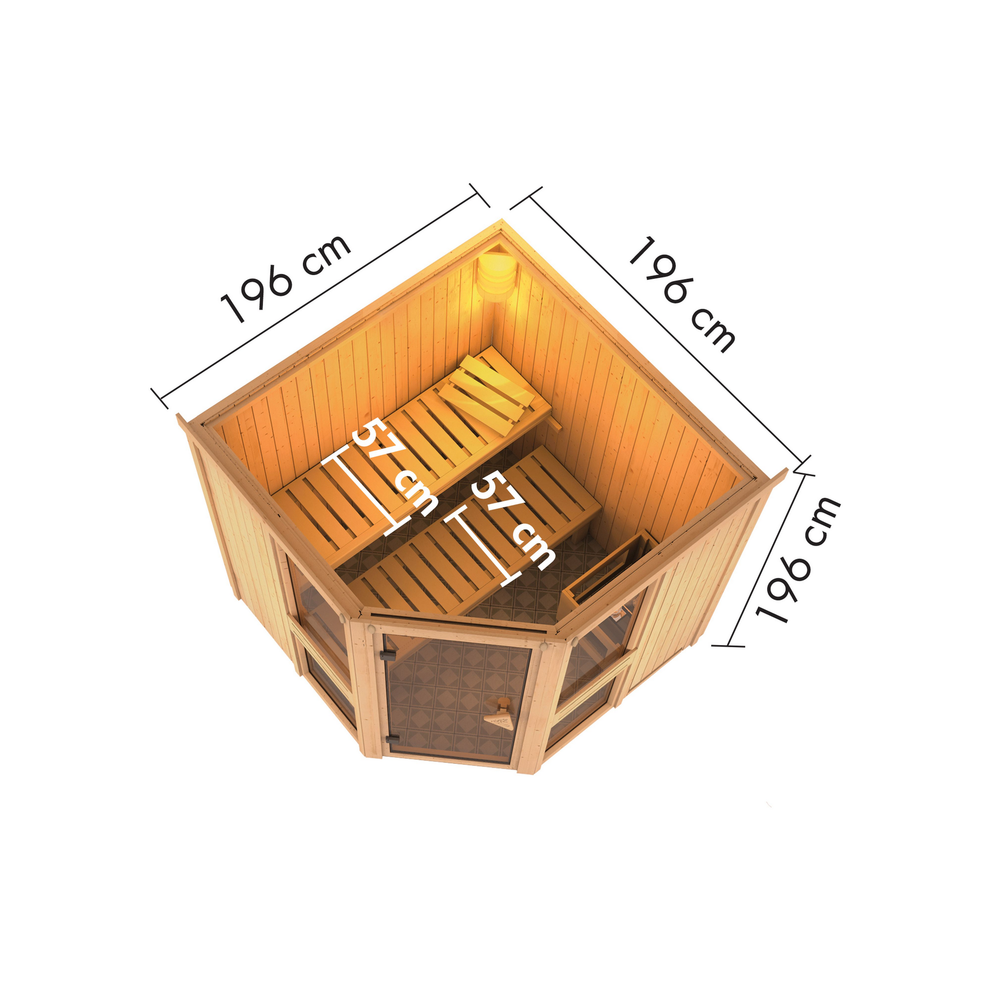 Systemsauna 'Ana 2' naturbelassen 9 kW Bio externe Steuerung 196 x 198 x 196 cm