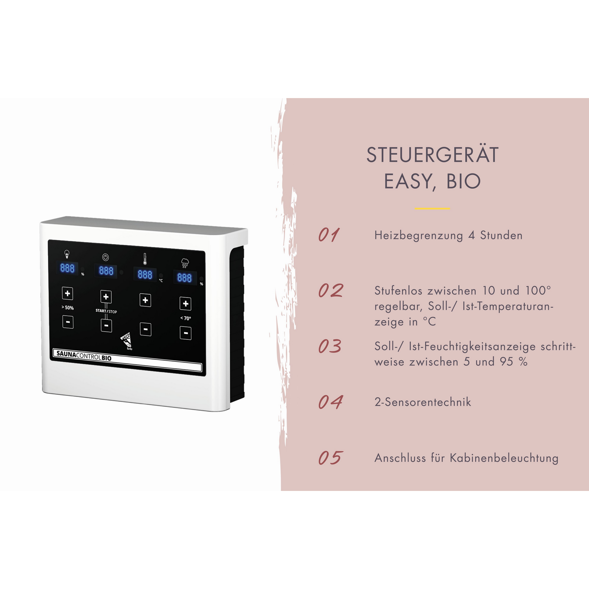 Systemsauna 'Ana 2' naturbelassen 9 kW Bio externe Steuerung 196 x 198 x 196 cm