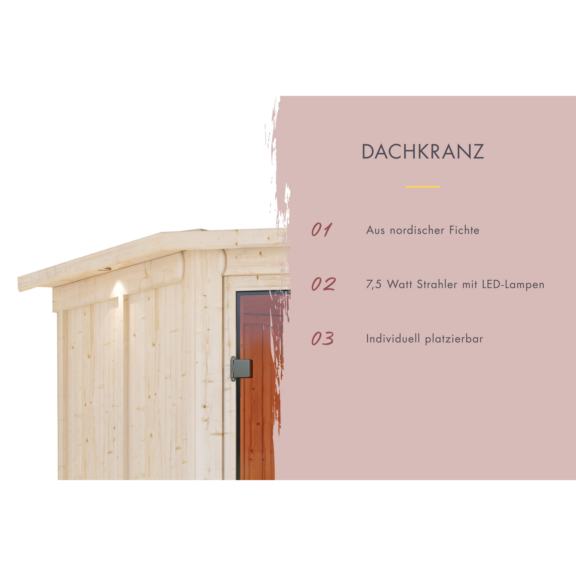 Sauna 'Ana 2' naturbelassen mit Kranz Ofen 9 kW integrierte Steuerung 210 x 202 x 210 cm