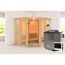 Sauna 'Ana 2' naturbelassen mit Kranz 9 kW Bio externe Steuerung 210 x 202 x 210 cm