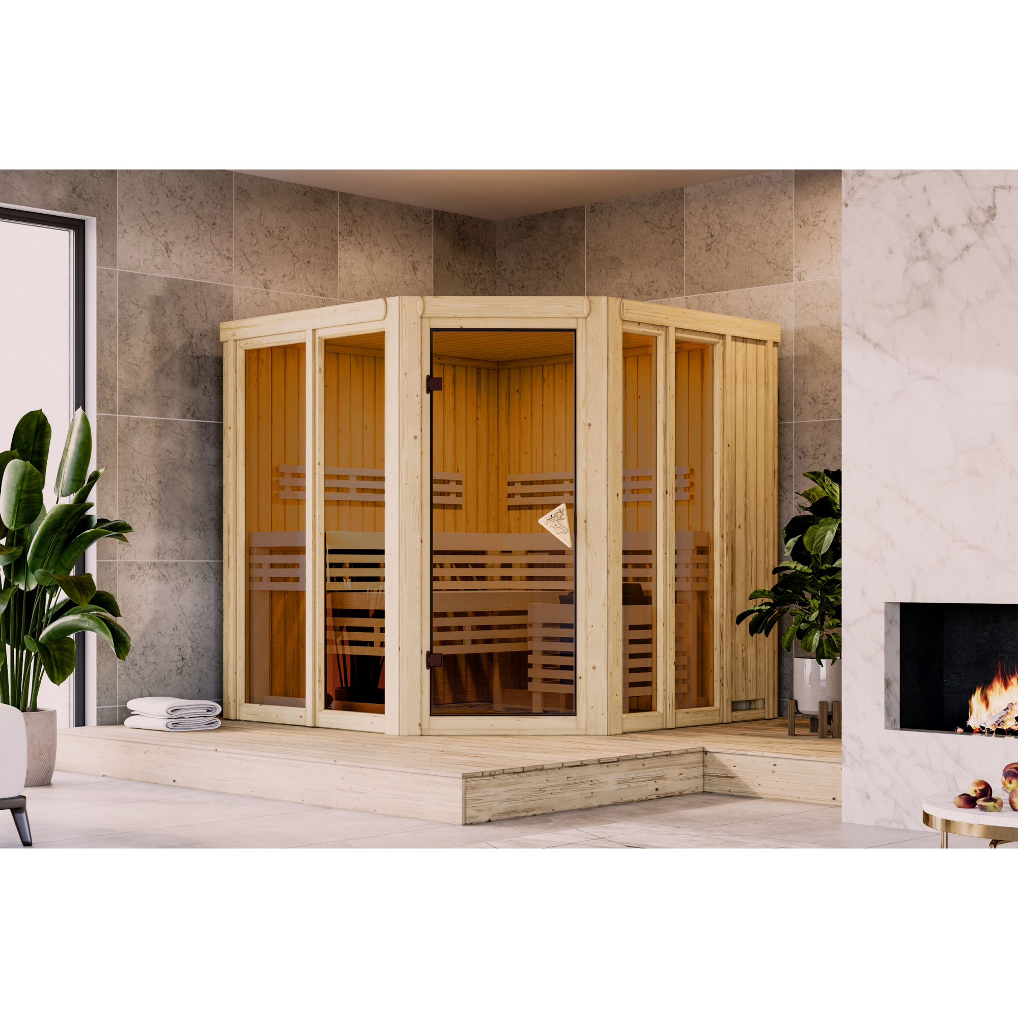 Sauna 'Airisa' naturbelassen 196 x 198 x 196 cm