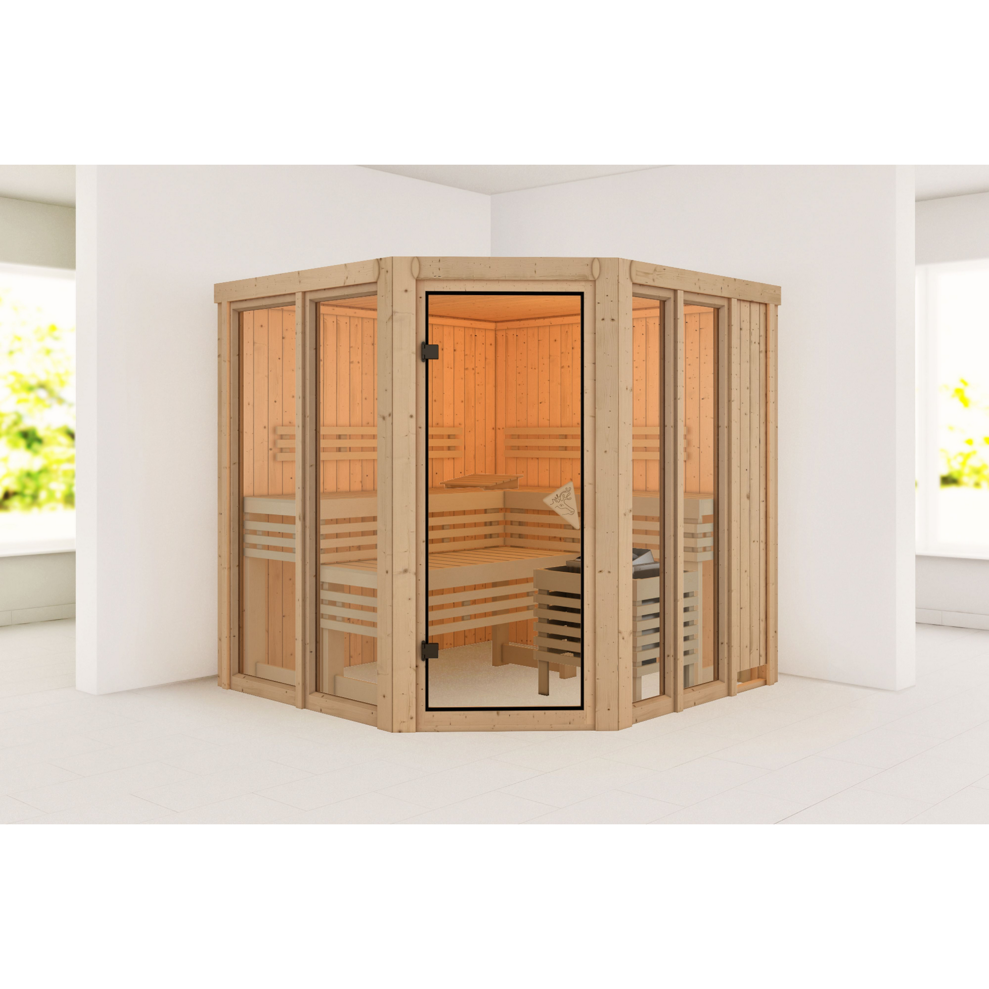 Sauna 'Airisa' naturbelassen 196 x 198 x 196 cm