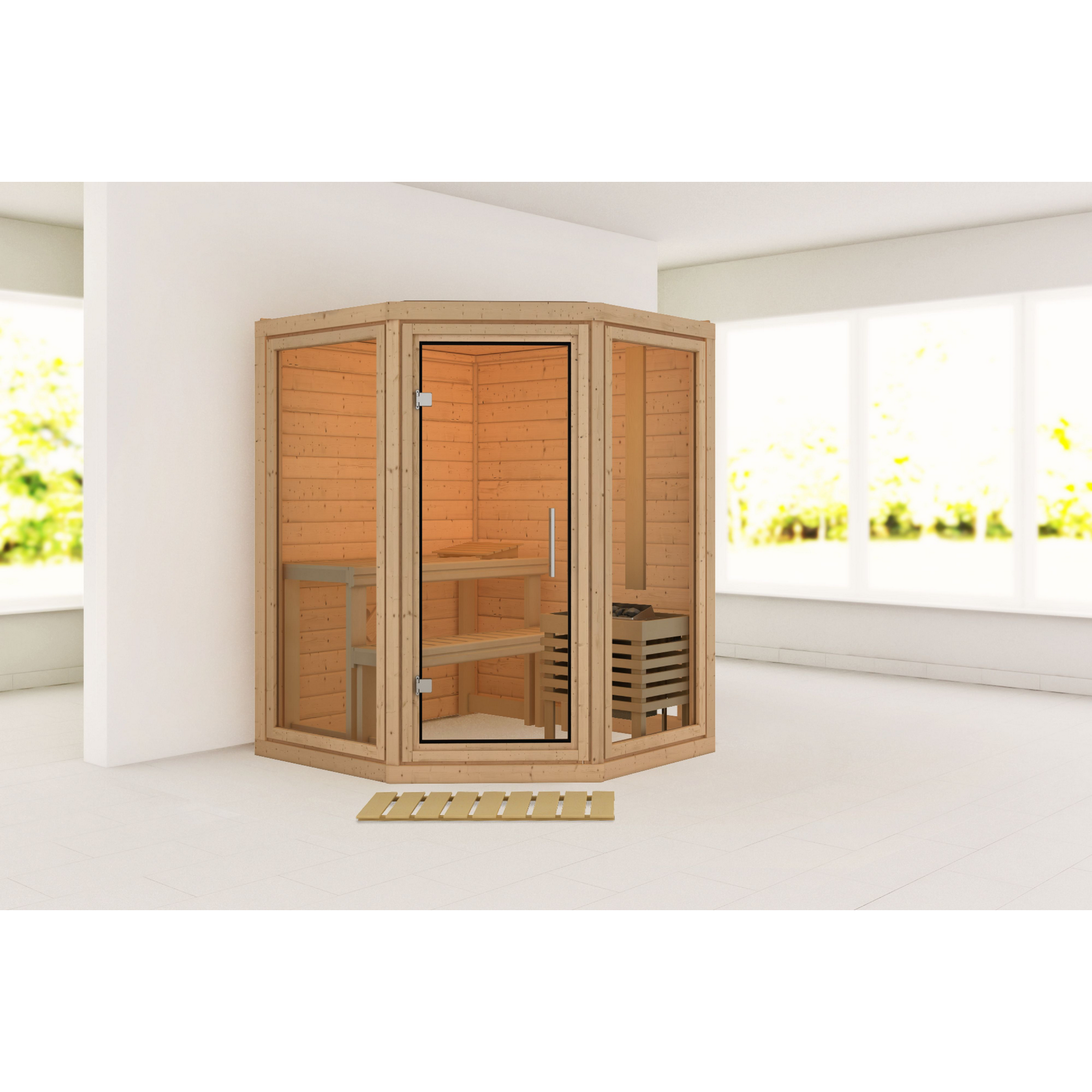 Sauna 'Yumalie' naturbelassen 158 x 207 x 158 cm