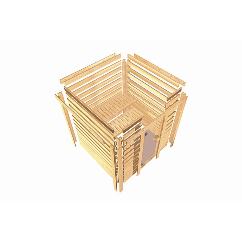 Sauna 'Yumalie' naturbelassen 9 kW Bio externe Steuerung 158 x 207 x 158 cm