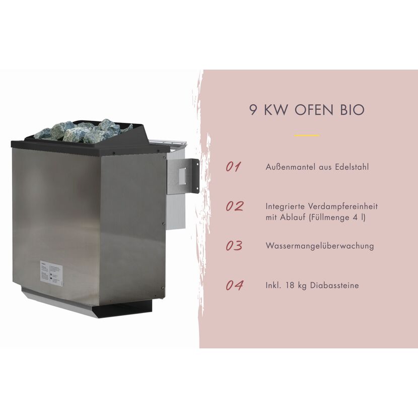 Saunahaus 'Orcadia' naturbelassen Ofen 9 kW Bio externe Steuerung 219,5 x 244 x 216,5 cm