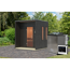 Saunahaus 'Orcadia' schwarz Ofen 9 kW Bio externe Steuerung 219,5 x 244 x 216,5 cm
