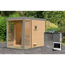 Saunahaus 'Aressa 1' naturbelassen / graualuminium Ofen 9 kW Bio externe Steuerung 191 x 231,5 x 276 cm