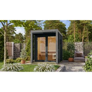 Saunahaus 'Aressa 1' anthrazit / graualuminium Ofen 9 kW Bio externe Steuerung 191 x 231,5 x 276 cm