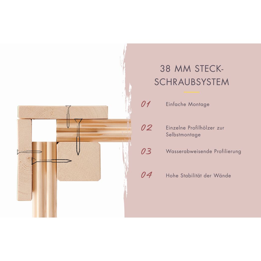 Saunahaus 'Aressa 2' naturbelassen / graualuminium Ofen 9 kW externe Steuerung 231 x 231,5 x 276 cm