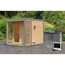 Saunahaus 'Aressa 2' naturbelassen / graualuminium Ofen 9 kW Bio externe Steuerung 231 x 231,5 x 276 cm