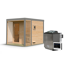 Saunahaus 'Aressa 2' naturbelassen / graualuminium Ofen 9 kW Bio externe Steuerung 231 x 231,5 x 276 cm