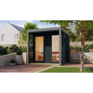 Saunahaus 'Aressa 2' anthrazit / graualuminium Ofen 9 kW Bio externe Steuerung 231 x 231,5 x 276 cm