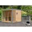 Saunahaus 'Aressa 3' naturbelassen / graualuminium Ofen 9 kW Bio externe Steuerung 276 x 231,5 x 276 cm
