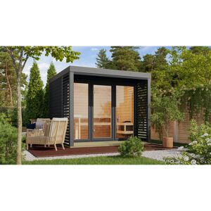 Saunahaus 'Aressa 3' anthrazit / graualuminium Ofen 9 kW extg. Strg 276 x 231,5 x 276 cm
