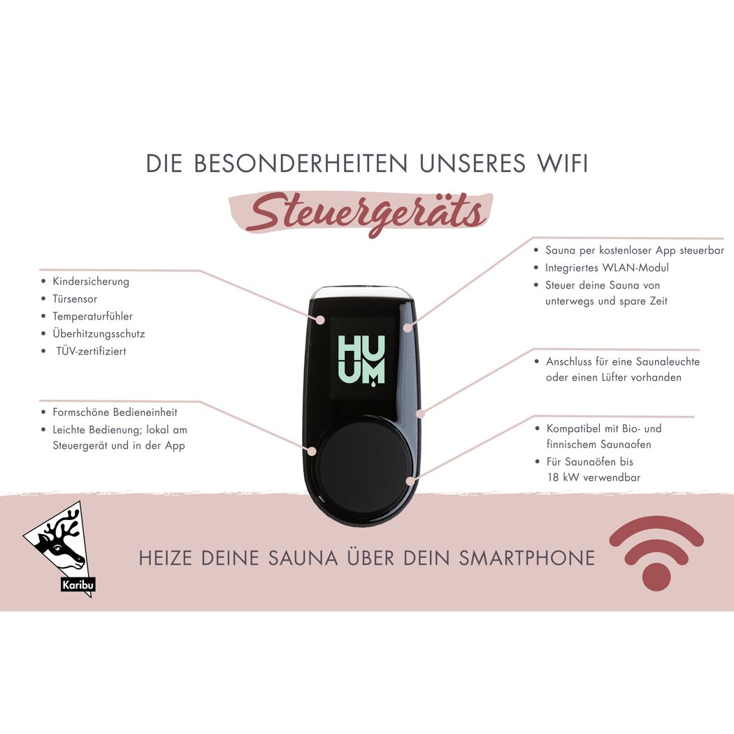 Saunaofen-Set mit Außensteuerung 9 kW und WiFi-Steuerung
