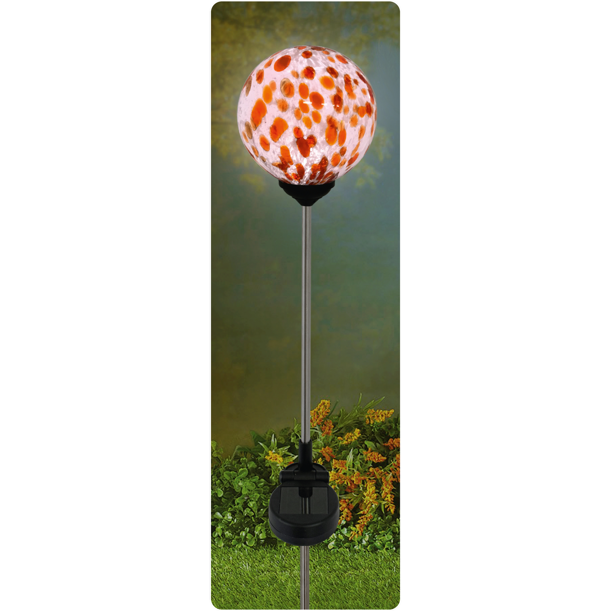 Solar Dekolicht 'Kugel' rot marmoriert Ø 10 x 76 cm