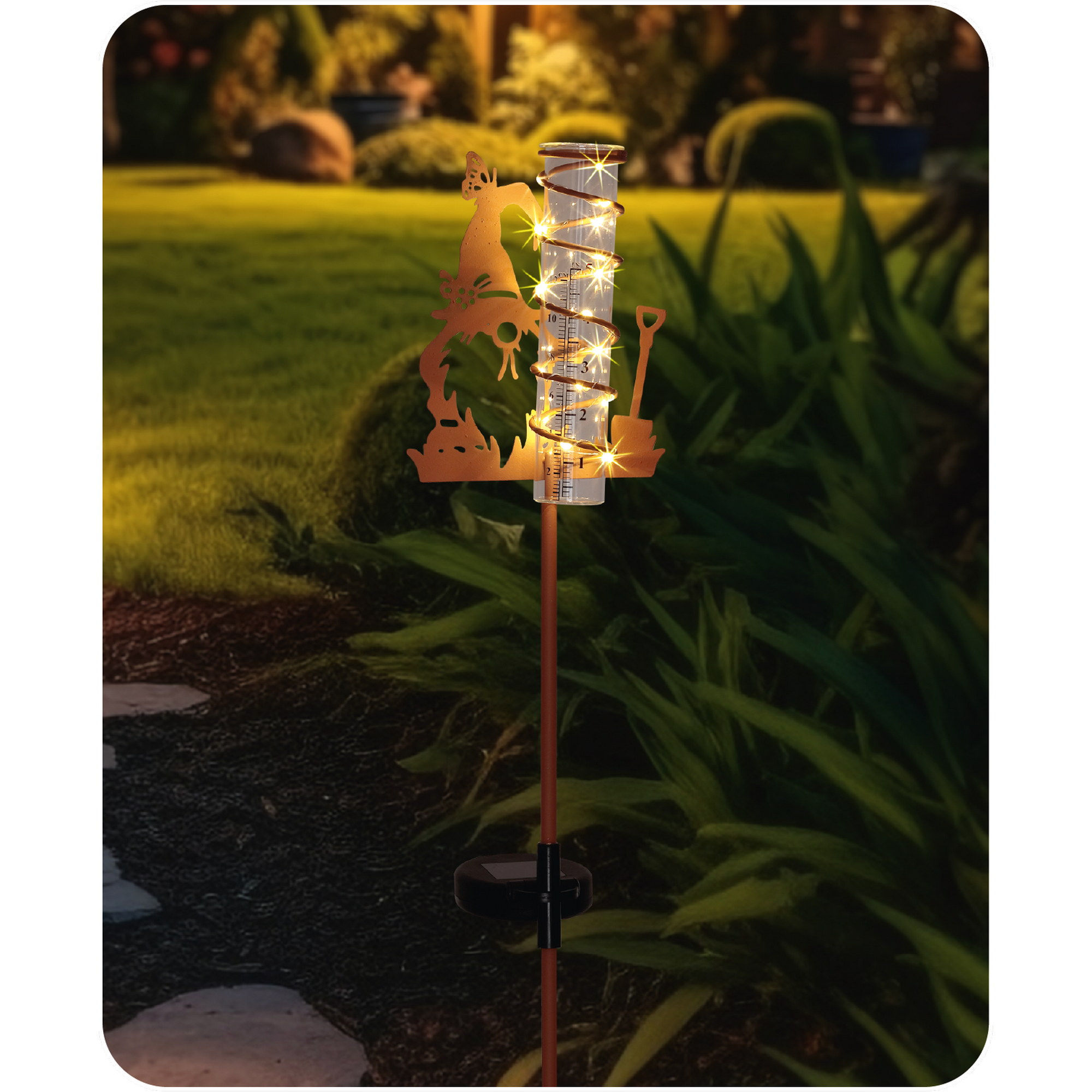 Solar Dekolicht mit Regenmesser kupferfarben 14 x 83,5 cm