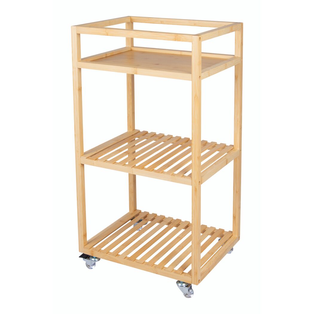 Bambuswagen mit Rollen 33 x 81 x 42 cm