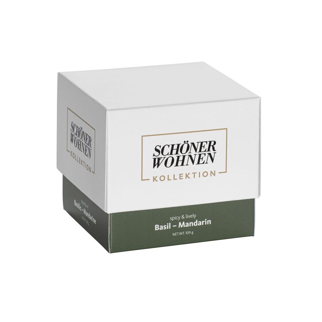 Verpackung der Duftkerze 'Schöner Wohnen Basil Mandarin'